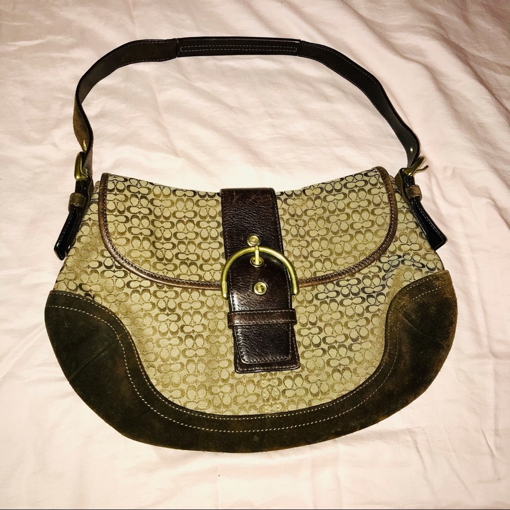 COACH brown leather and suede authentic hobo bag